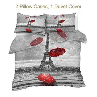 Paris Theme Bedding Comforter Cover 3 Pieces Duvet Cover Set | AnyLinen