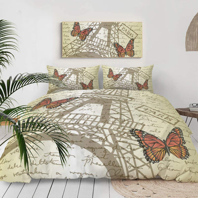 Paris Theme Bedding Comforter Cover 3 Pieces Duvet Cover Set | AnyLinen