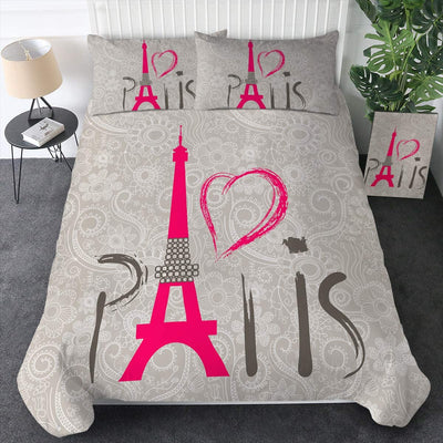 Paris Theme Bedding Comforter Cover 3 Pieces Duvet Cover Set | AnyLinen