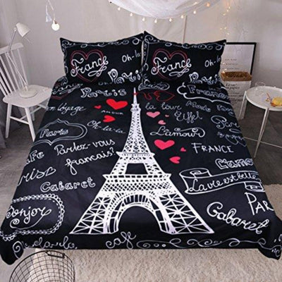 Paris Theme Bedding Comforter Cover 3 Pieces Duvet Cover Set | AnyLinen