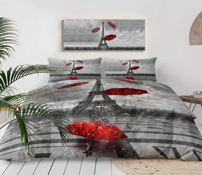 Paris Theme Bedding Comforter Cover 3 Pieces Duvet Cover Set | AnyLinen