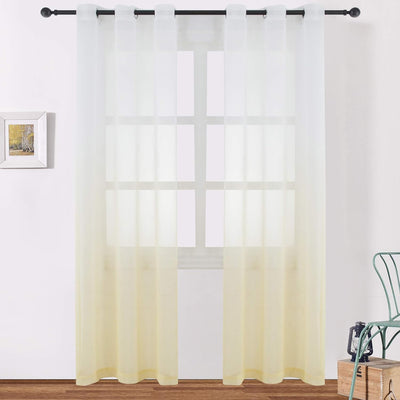 Semi Sheer Soft Linen Curtains Voile Grommet Set of 2 - AnyLinen