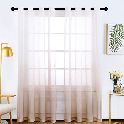 Semi Sheer Soft Linen Curtains Voile Grommet Set of 2 | Any Linen
