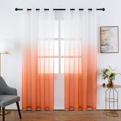 Semi Sheer Soft Linen Curtains Voile Grommet Set of 2 - AnyLinen