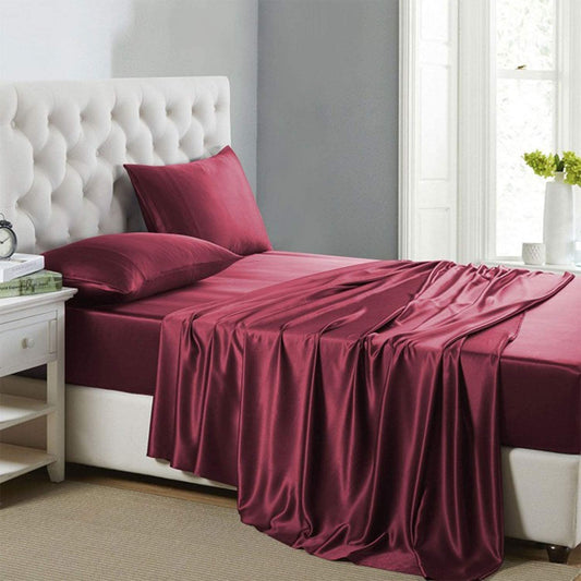 Silk Satin 4-Piece Queen Bed Sheet Set – Cooling & Hypoallergenic | Anna's Linens