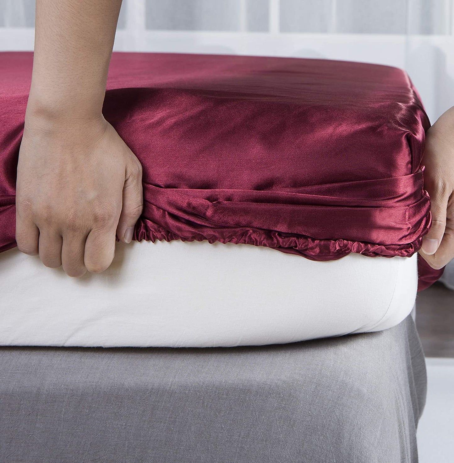 Silk Satin 4-Piece Queen Bed Sheet Set – Cooling & Hypoallergenic | Anna's Linens