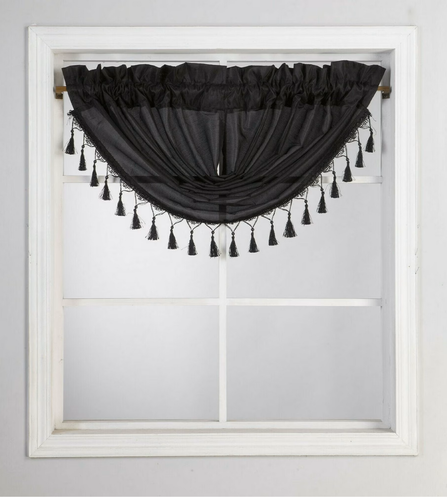 Silk Semi Sheer Waterfall Valance Swag Window Curtain | Anna's Linens