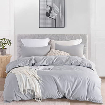Soft Breathable Washed Microfiber Zipper Closure Duvet Cover Set