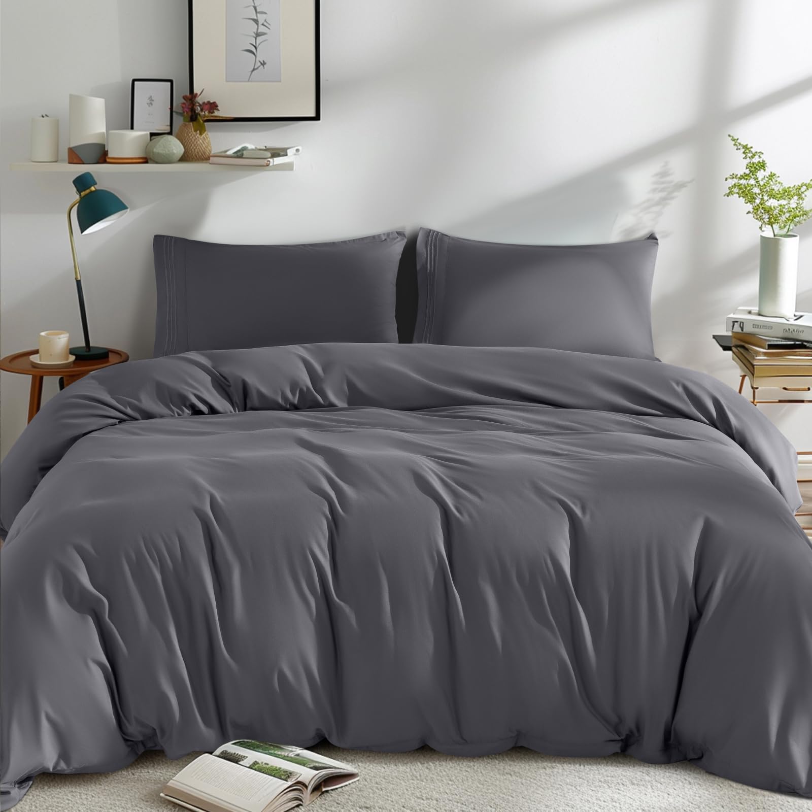 Soft Prewashed Zipper Closure Duvet Cover 3 pcs Set - AnyLinen