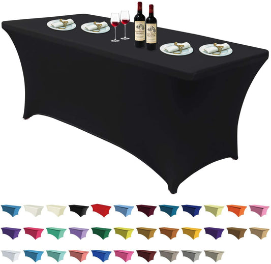 Spandex Tablecloths 6 ft Table Fitted Stretch Table Cover Topper