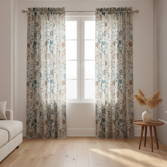 Sun Zero Floral Print Energy Efficient Rod Pocket