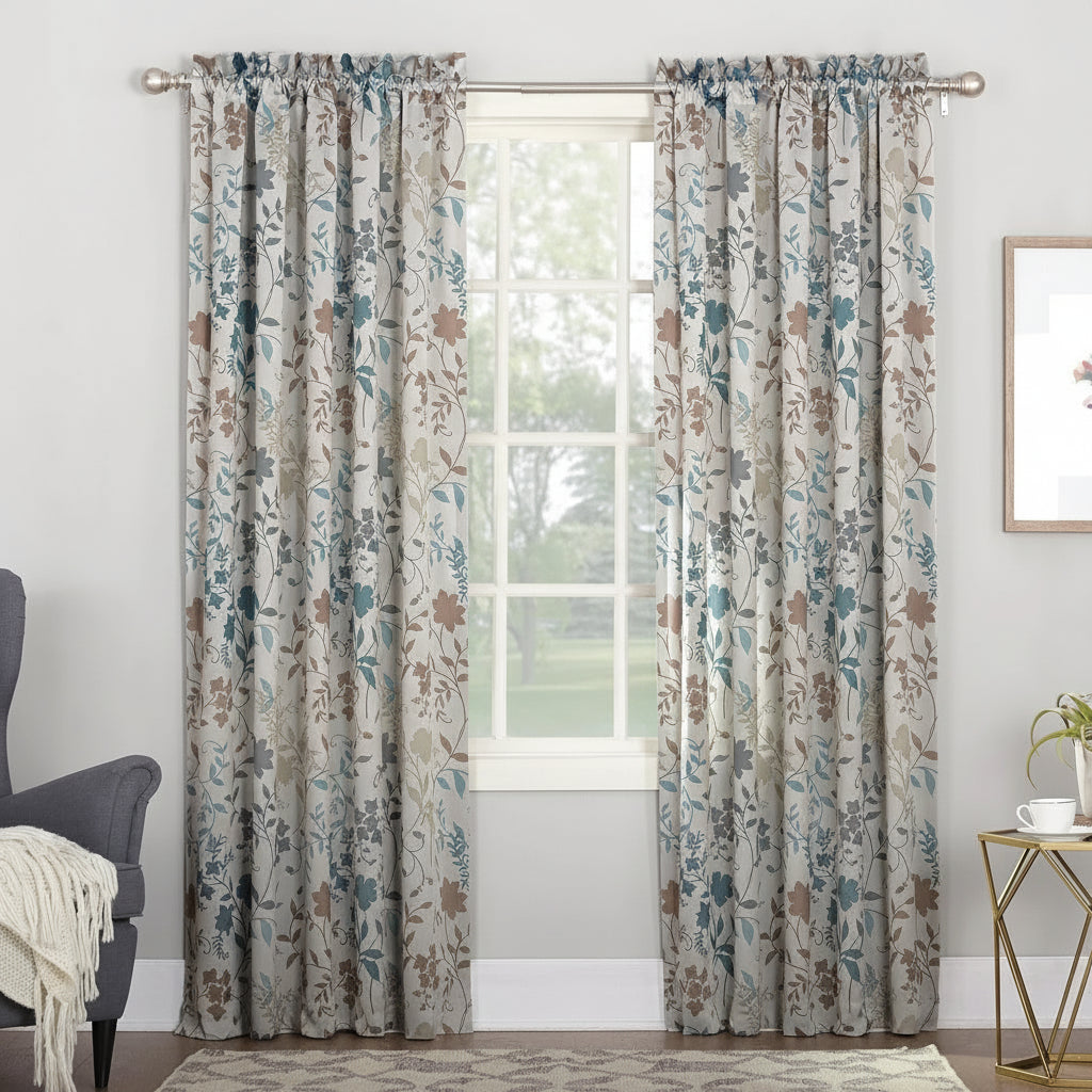 Sun Zero Floral Print Energy Efficient Rod Pocket