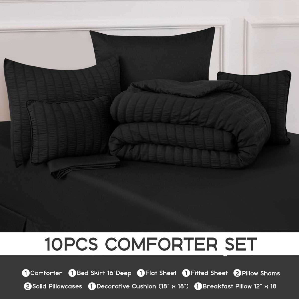 All Seasons Lightweight Bed in a Bag 10 pcs Comforter Bedding Set - Anna's Linens