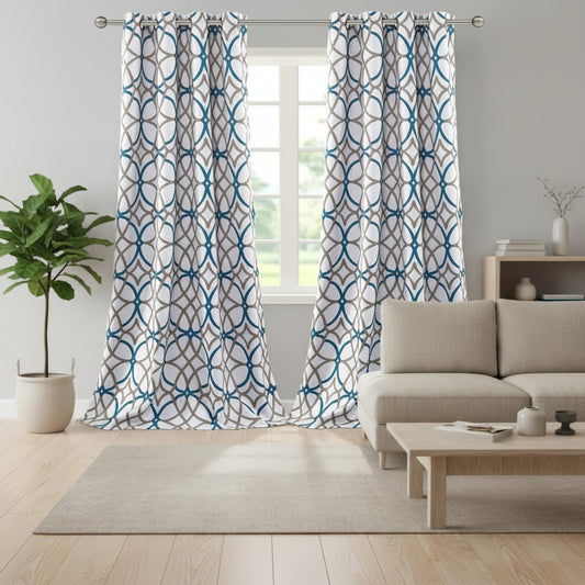 Blackout Geometric Modern Design Thermal Insulated Curtains 2 Panels Set - Anna's Linens