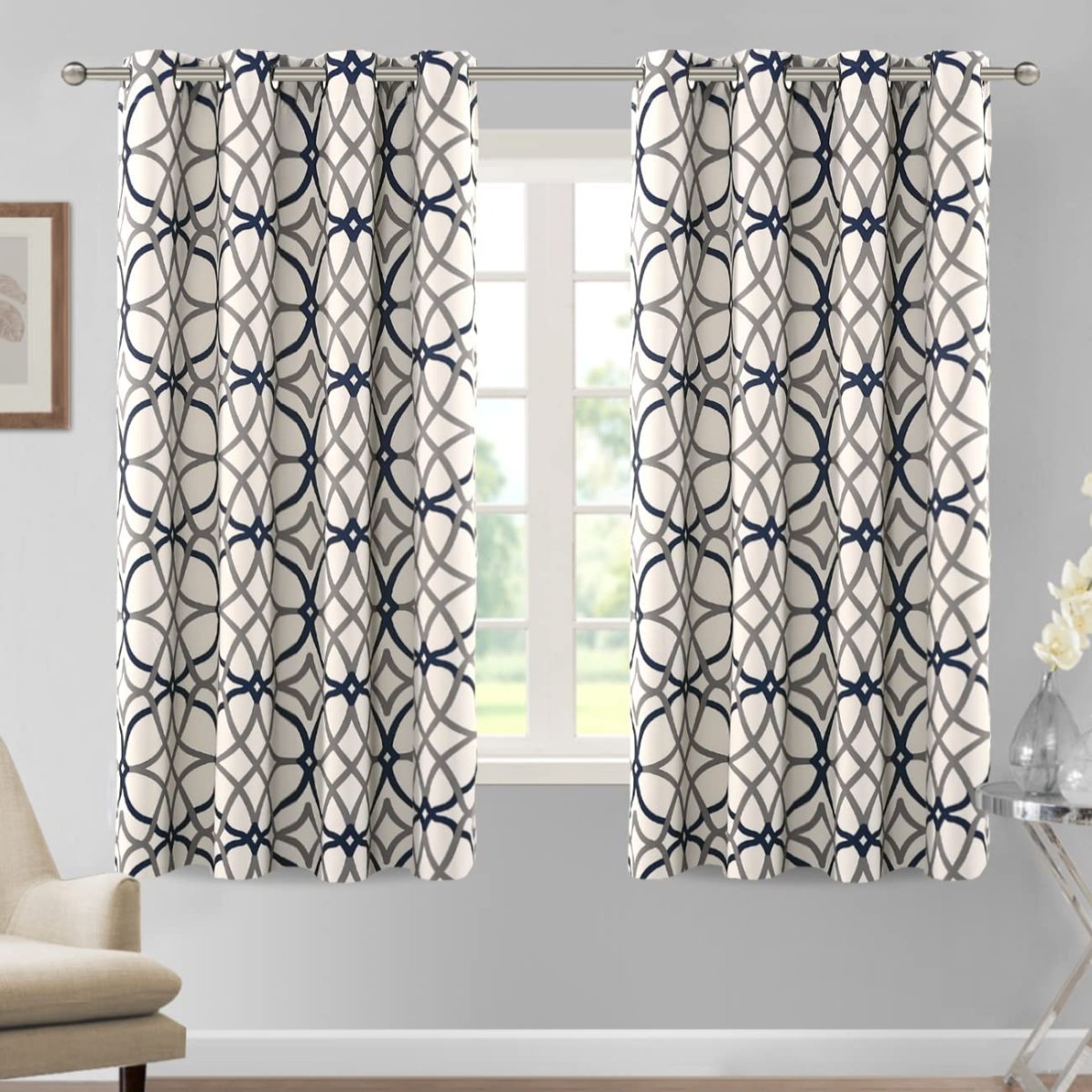 Blackout Geometric Modern Design Thermal Insulated Curtains 2 Panels Set - Anna's Linens
