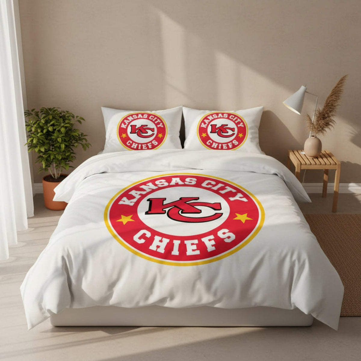 Kansas City Chiefs Inspired 4-Piece Bed Sheet Set – NFL Bedding for Fans