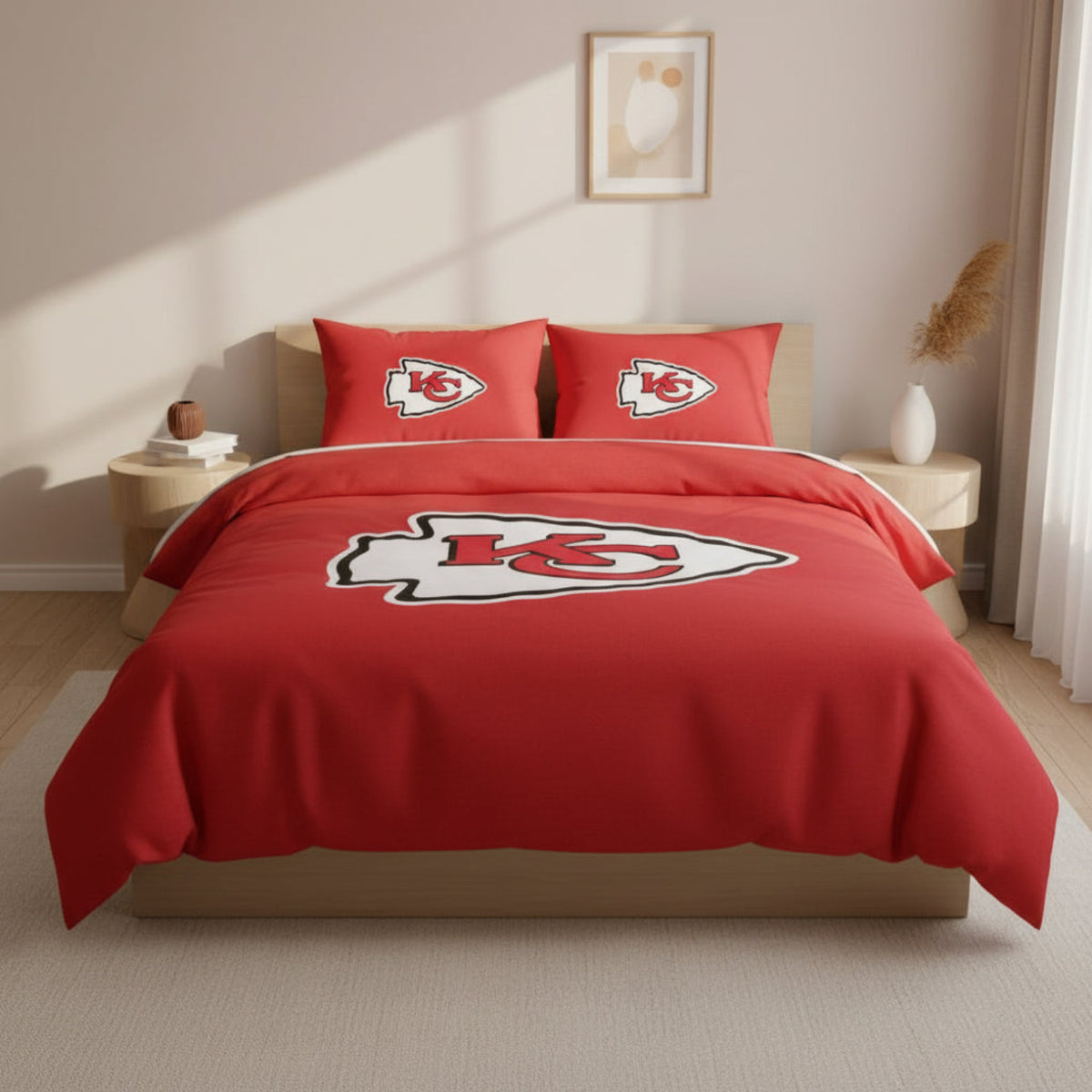 Kansas City Chiefs Inspired 4-Piece Bed Sheet Set – NFL Bedding for Fans