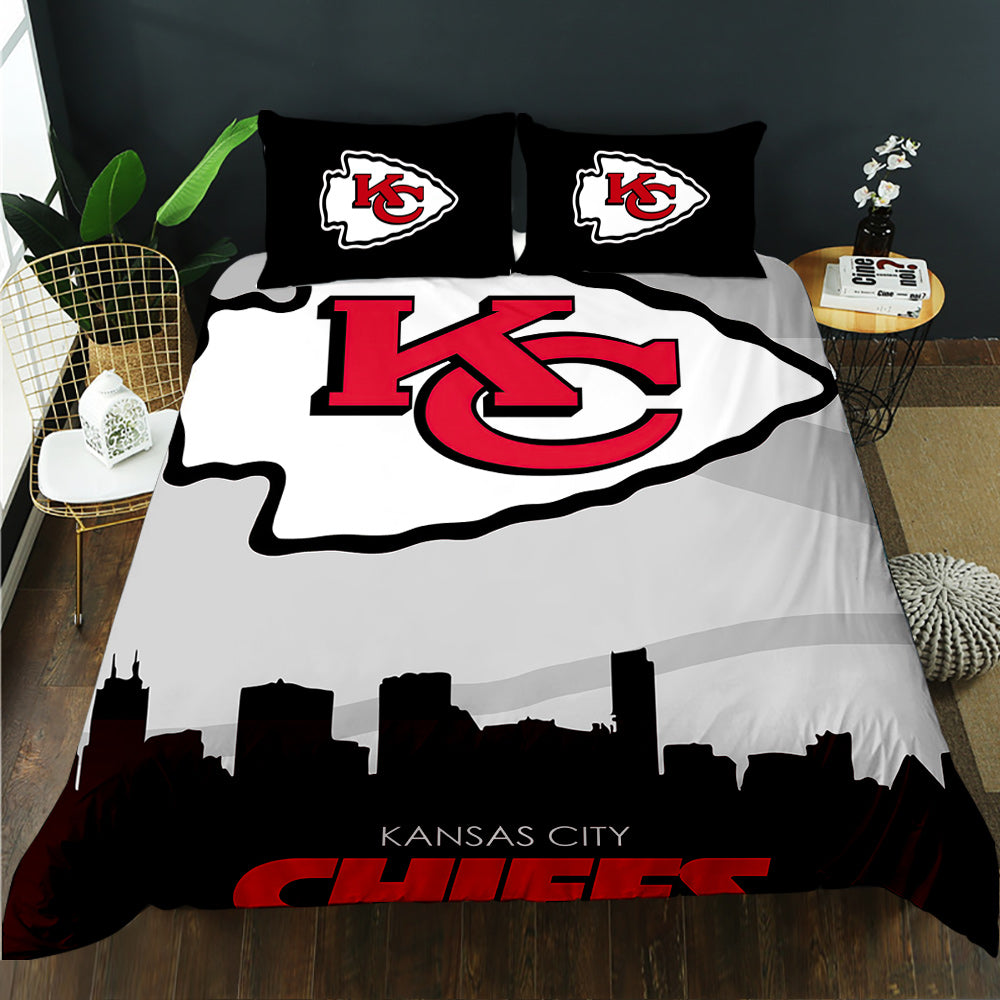 Kansas City Chiefs Inspired 4-Piece Bed Sheet Set – NFL Bedding for Fans