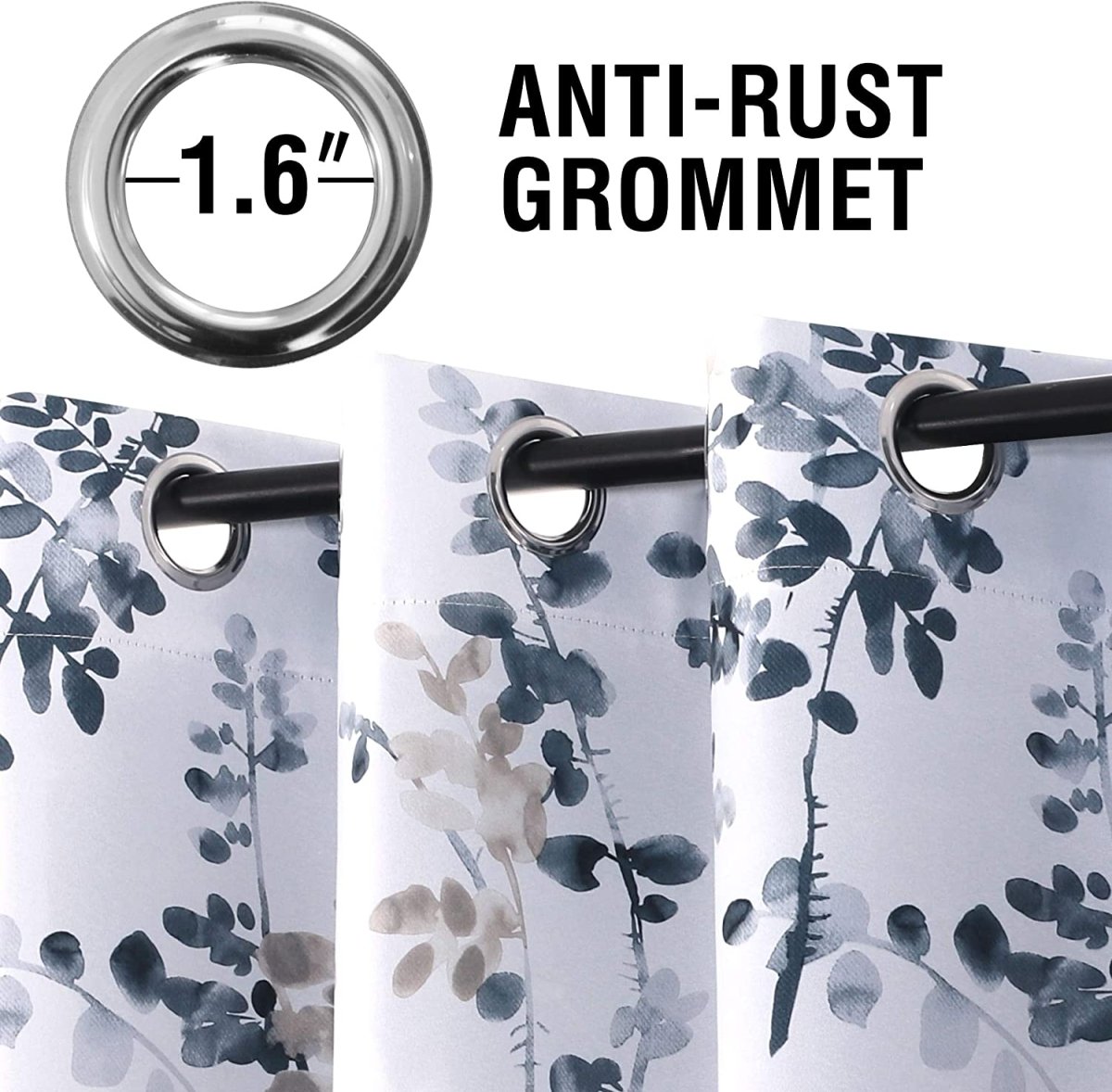 Classical Floral Darkening Thermal Insulated Light Blocking Blackout Grommet Curtains - Anna's Linens