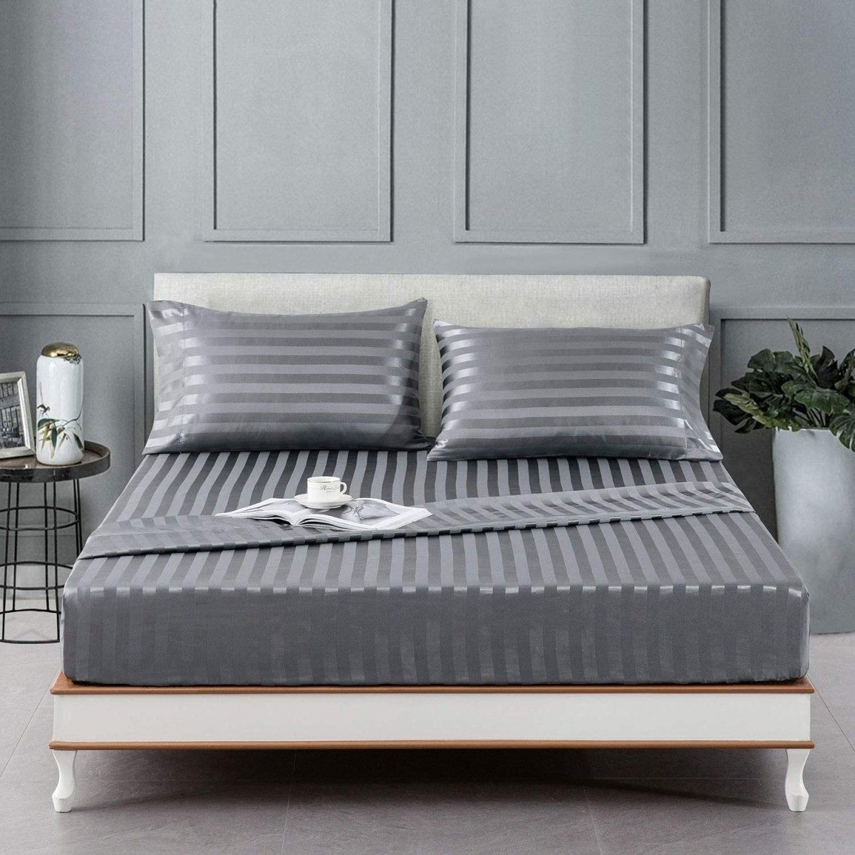 Cooling Silk Satin 4 - Piece Queen Bed Sheet Set with Deep Pockets – Hypoallergenic & Soft - Anna's Linens