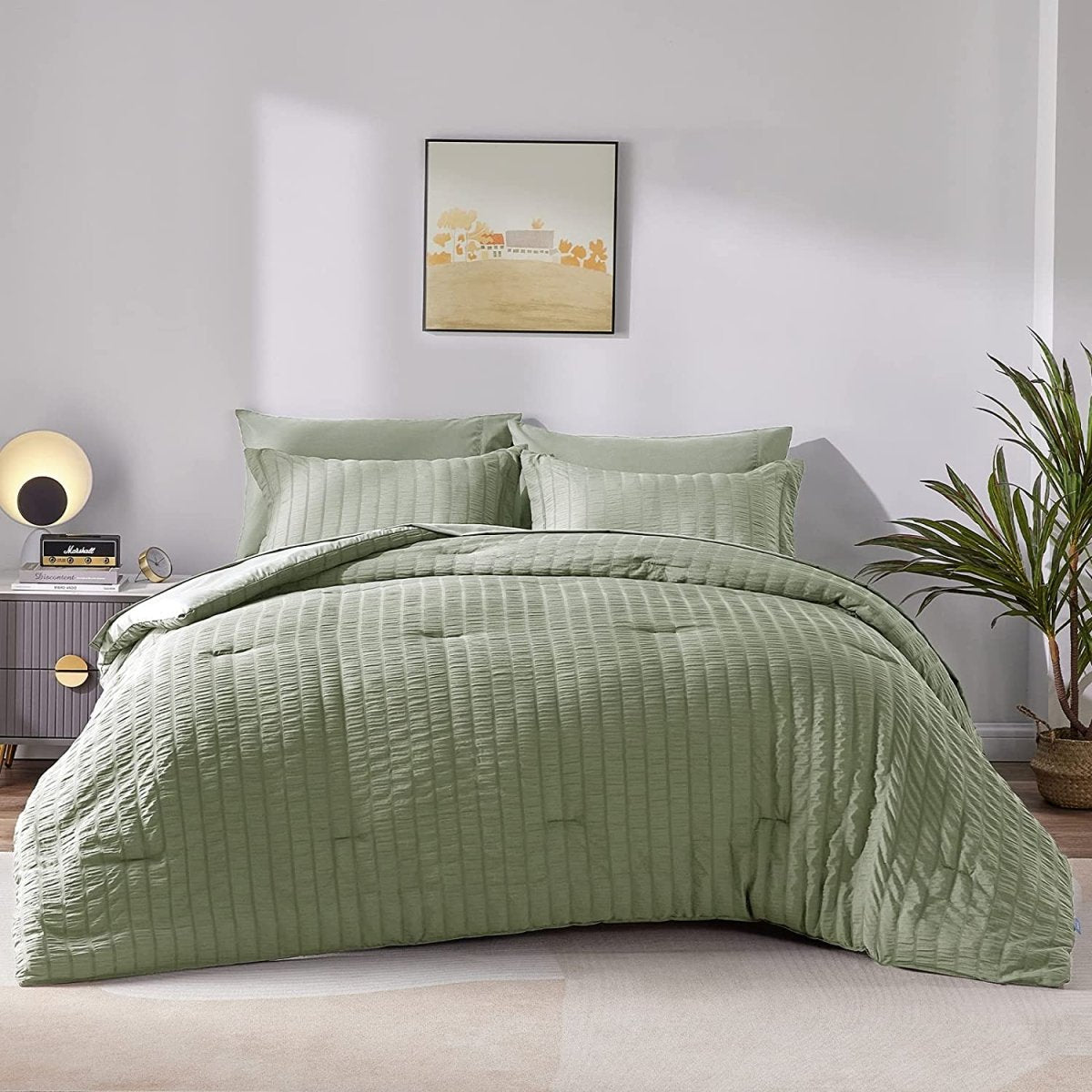 Elegant Comforter Set Textured with Fitted Sheet 7 Pieces - Anna's Linens