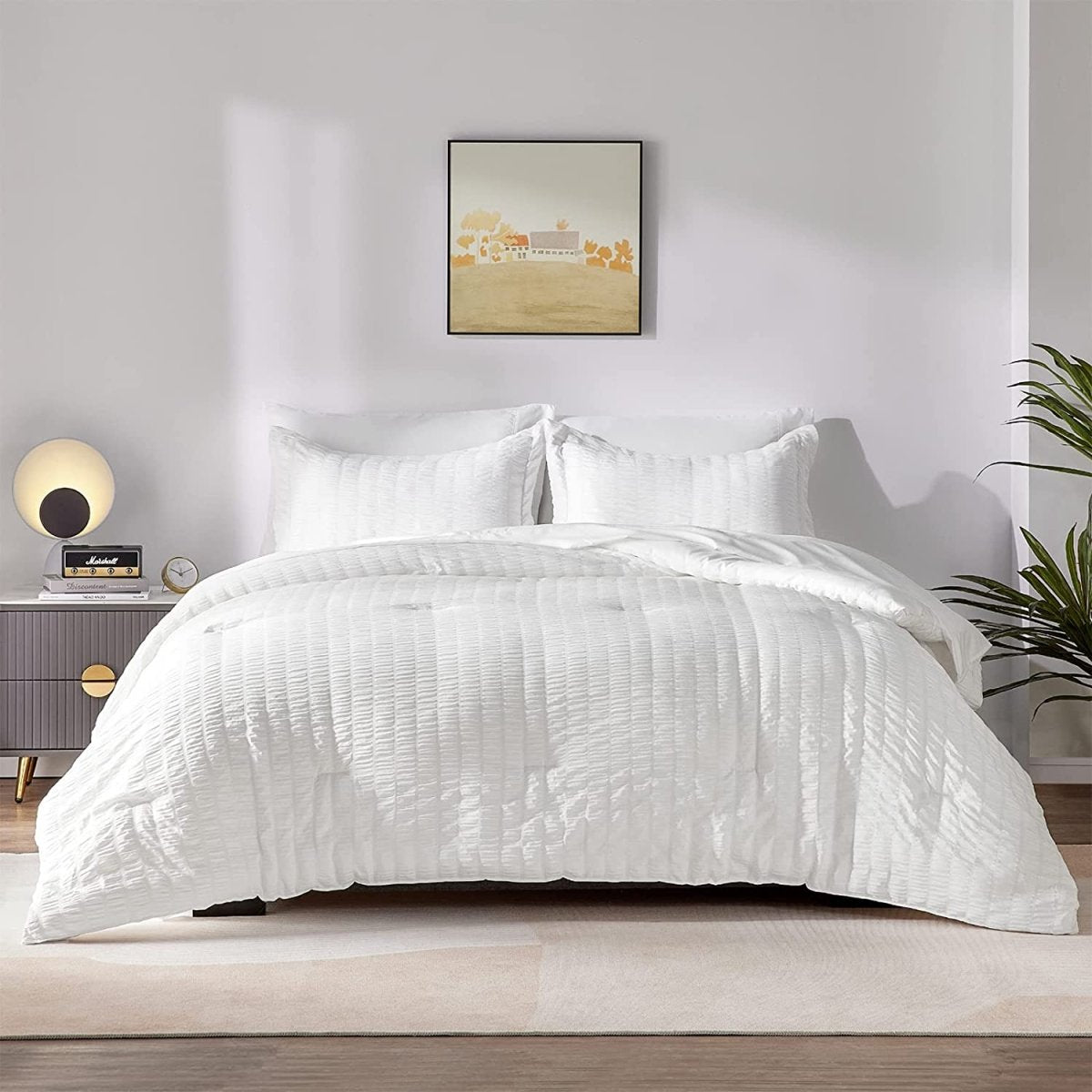 Elegant Comforter Set Textured with Fitted Sheet 7 Pieces - Anna's Linens