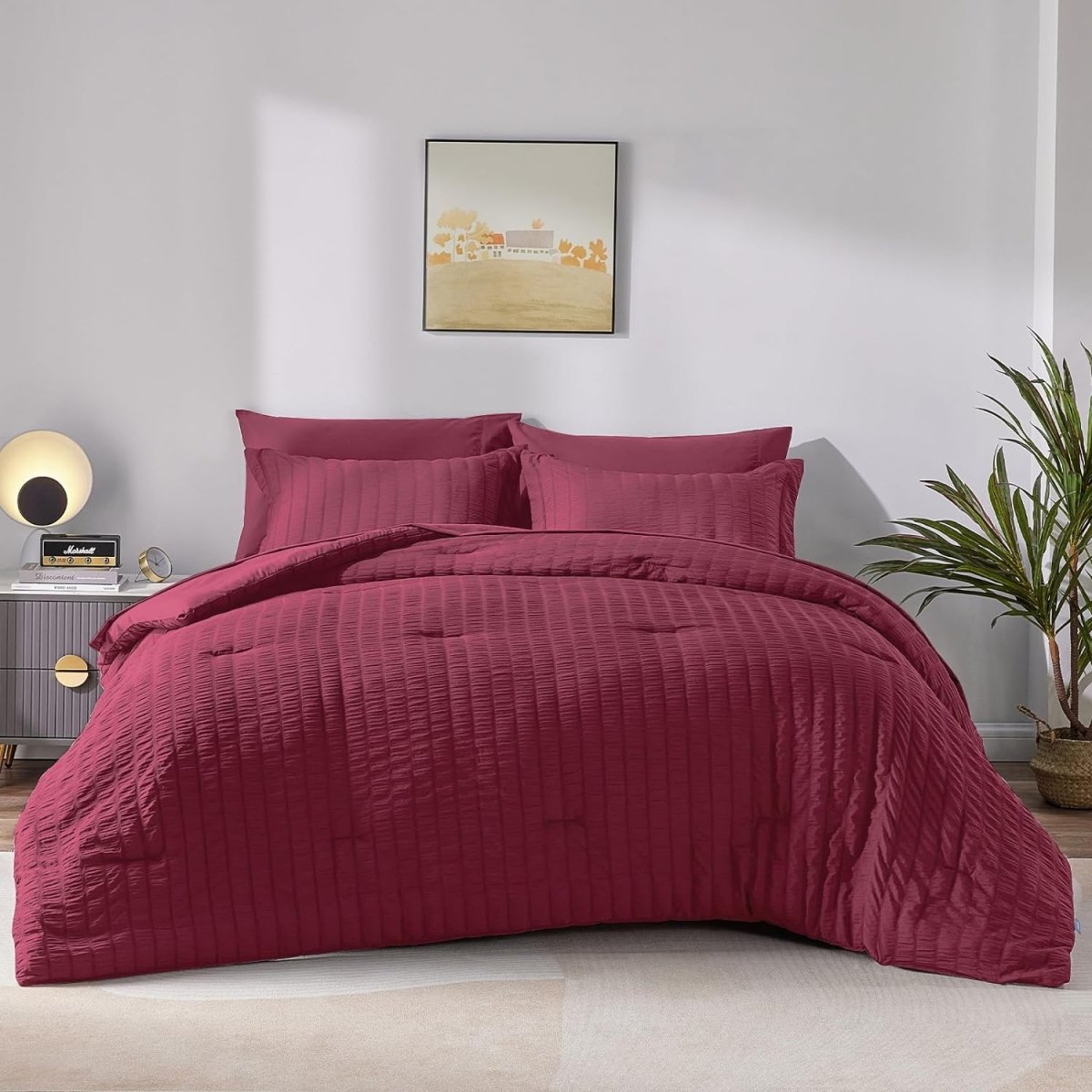 Elegant Comforter Set Textured with Fitted Sheet 7 Pieces - Anna's Linens