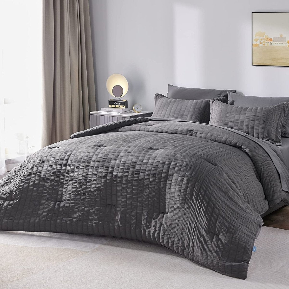 Elegant Comforter Set Textured with Fitted Sheet 7 Pieces - Anna's Linens