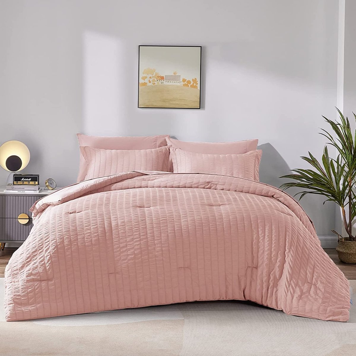 Elegant Comforter Set Textured with Fitted Sheet 7 Pieces - Anna's Linens