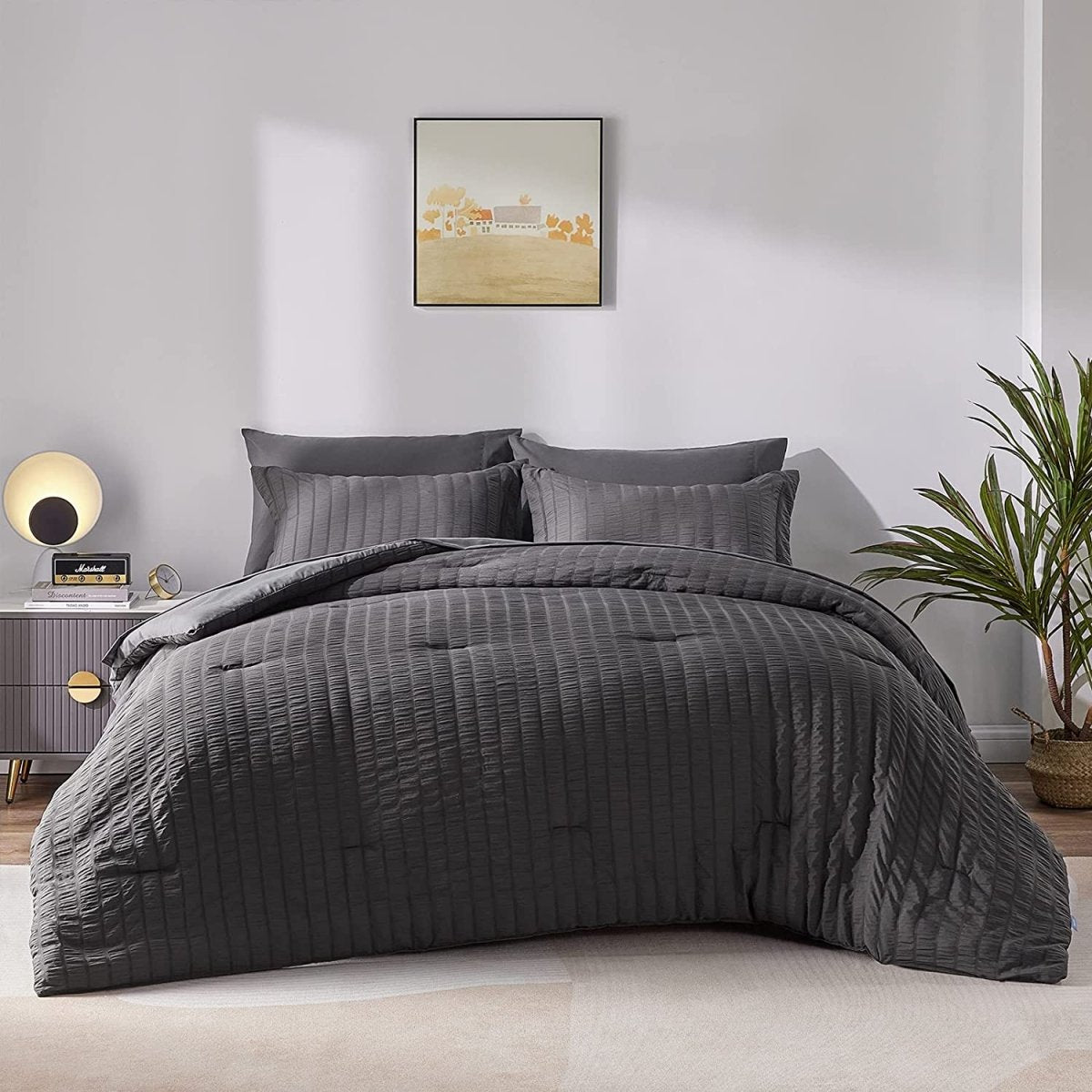 Elegant Comforter Set Textured with Fitted Sheet 7 Pieces - Anna's Linens