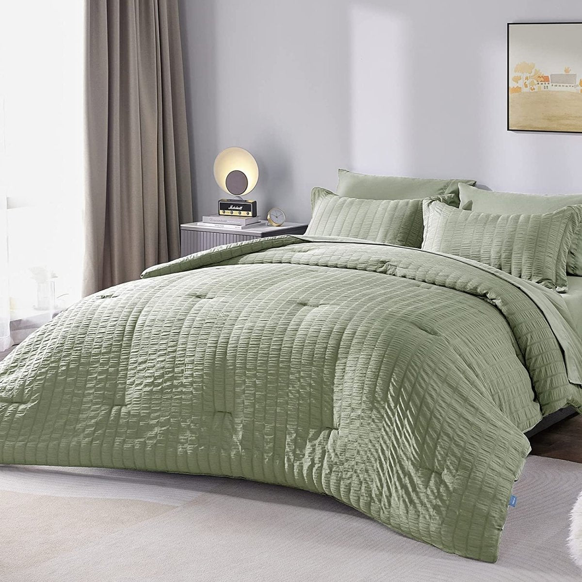 Elegant Comforter Set Textured with Fitted Sheet 7 Pieces - Anna's Linens