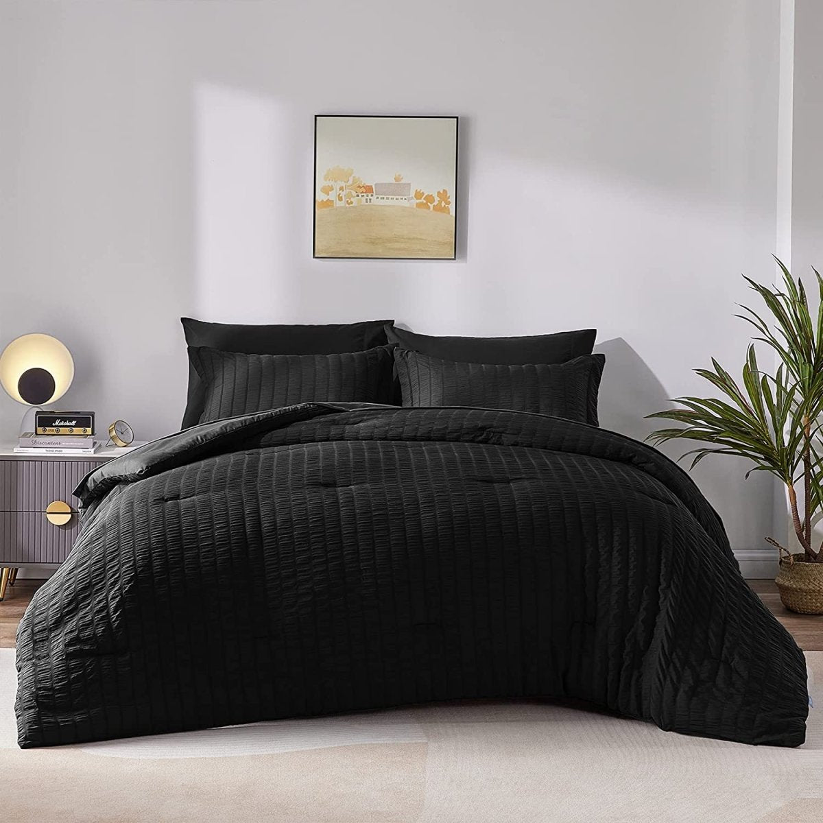 Elegant Comforter Set Textured with Fitted Sheet 7 Pieces - Anna's Linens