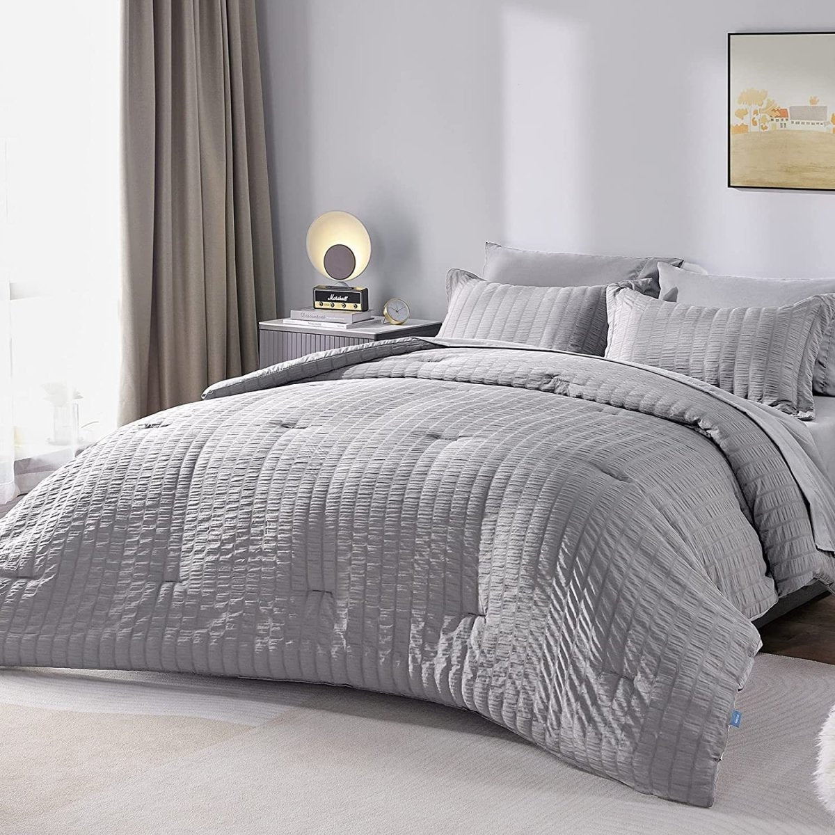 Elegant Comforter Set Textured with Fitted Sheet 7 Pieces - Anna's Linens