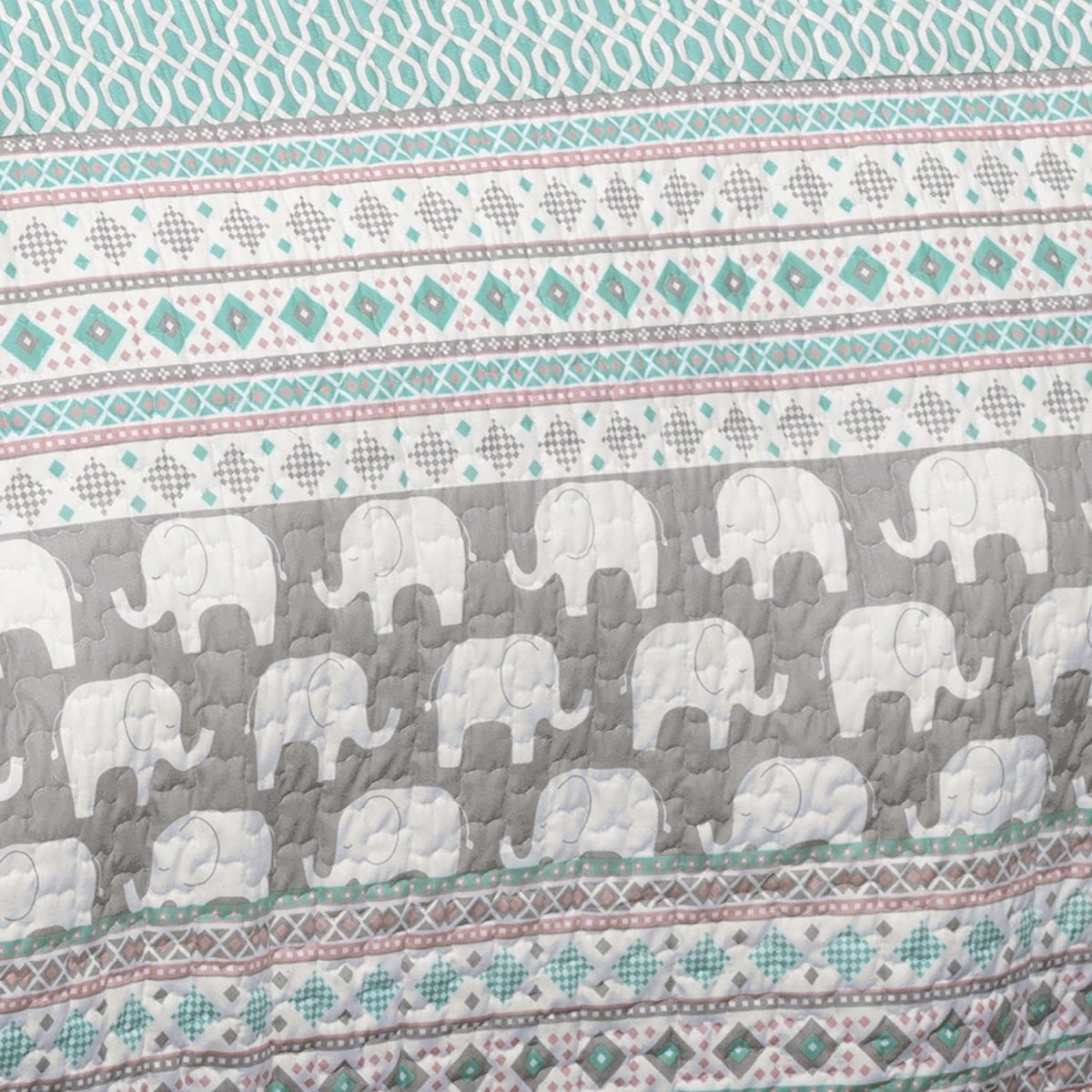 Elephant Stripe 6 Piece Day Bed Cover Bedding Set Includes Bed Skirt, Pillow Shams, Pillowcases - Anna's Linens