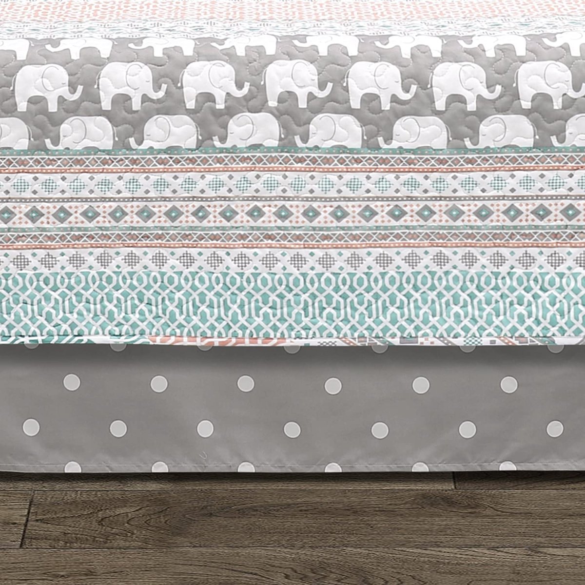 Elephant Stripe 6 Piece Day Bed Cover Bedding Set Includes Bed Skirt, Pillow Shams, Pillowcases - Anna's Linens