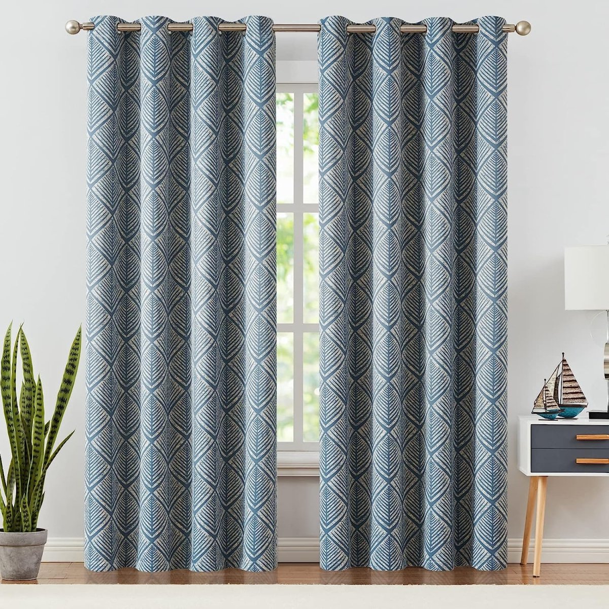 Geometric Pattern Design Darkening Thermal Insulated Blackout Curtains - Anna's Linens