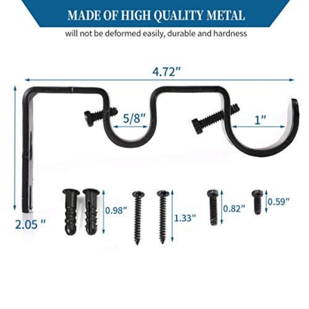 Heavy Duty Double Curtain Rod Brackets 1" & 5/8" Rod. Set of 2 - Anna's Linens