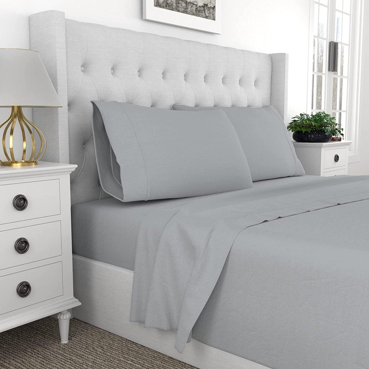 Highly Breathable Comfortable 100% Percale Cotton Cool Crisp 4 Pcs Bedding Set - Anna's Linens