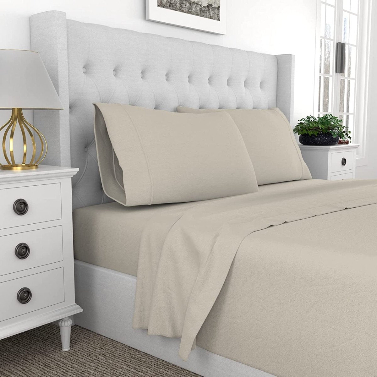 Highly Breathable Comfortable 100% Percale Cotton Cool Crisp 4 Pcs Bedding Set - Anna's Linens