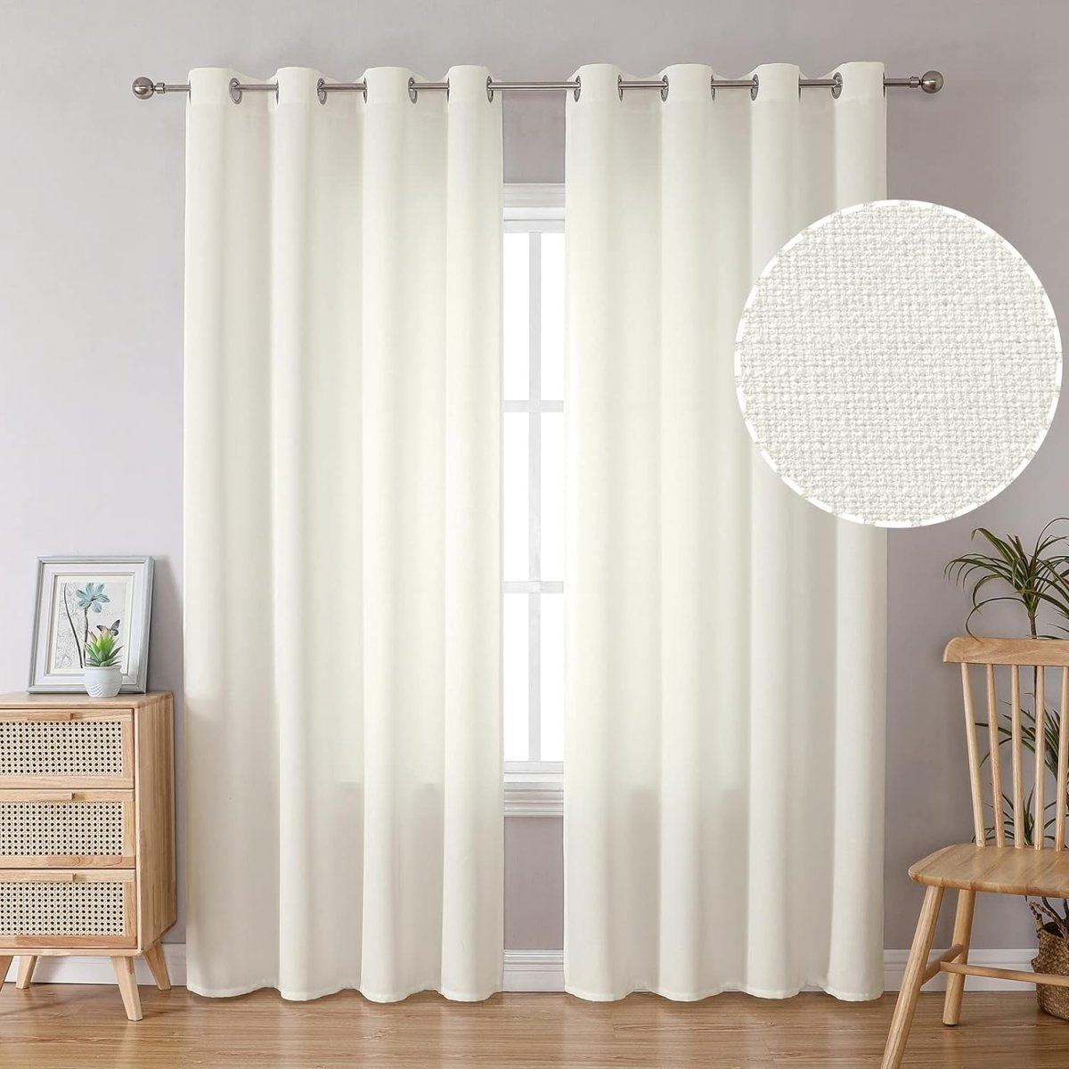 Linen Curtains Thick Semi Sheer Drapes Light Filtering 2 Panels - Anna's Linens