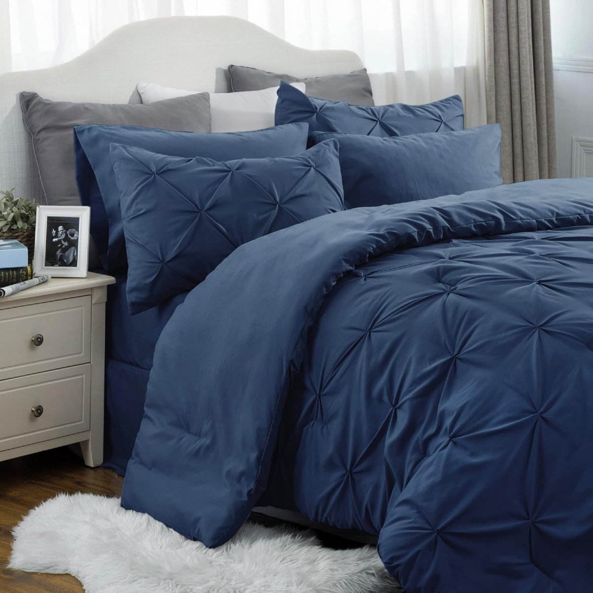Luxury Duvet Cover Pinch Pleat Brief Bedding 7 - Pieces Set - Anna's Linens
