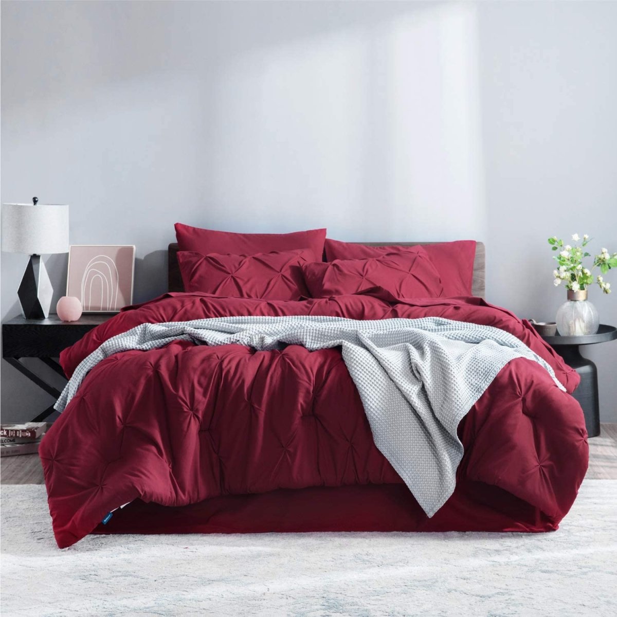 Luxury Duvet Cover Pinch Pleat Brief Bedding 7 - Pieces Set - Anna's Linens