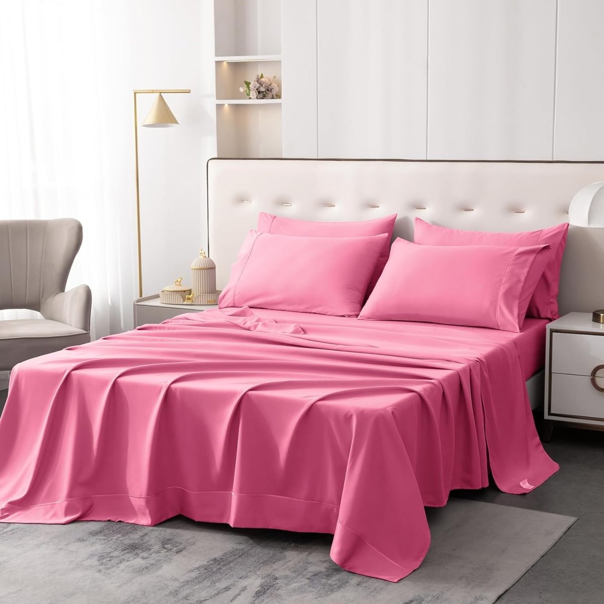 Luxury Soft 1800 Thread Count Hypoallergenic Wrinkle Fade Stain Resistant Cooling Bedding Sheets 6 pcs - Anna's Linens