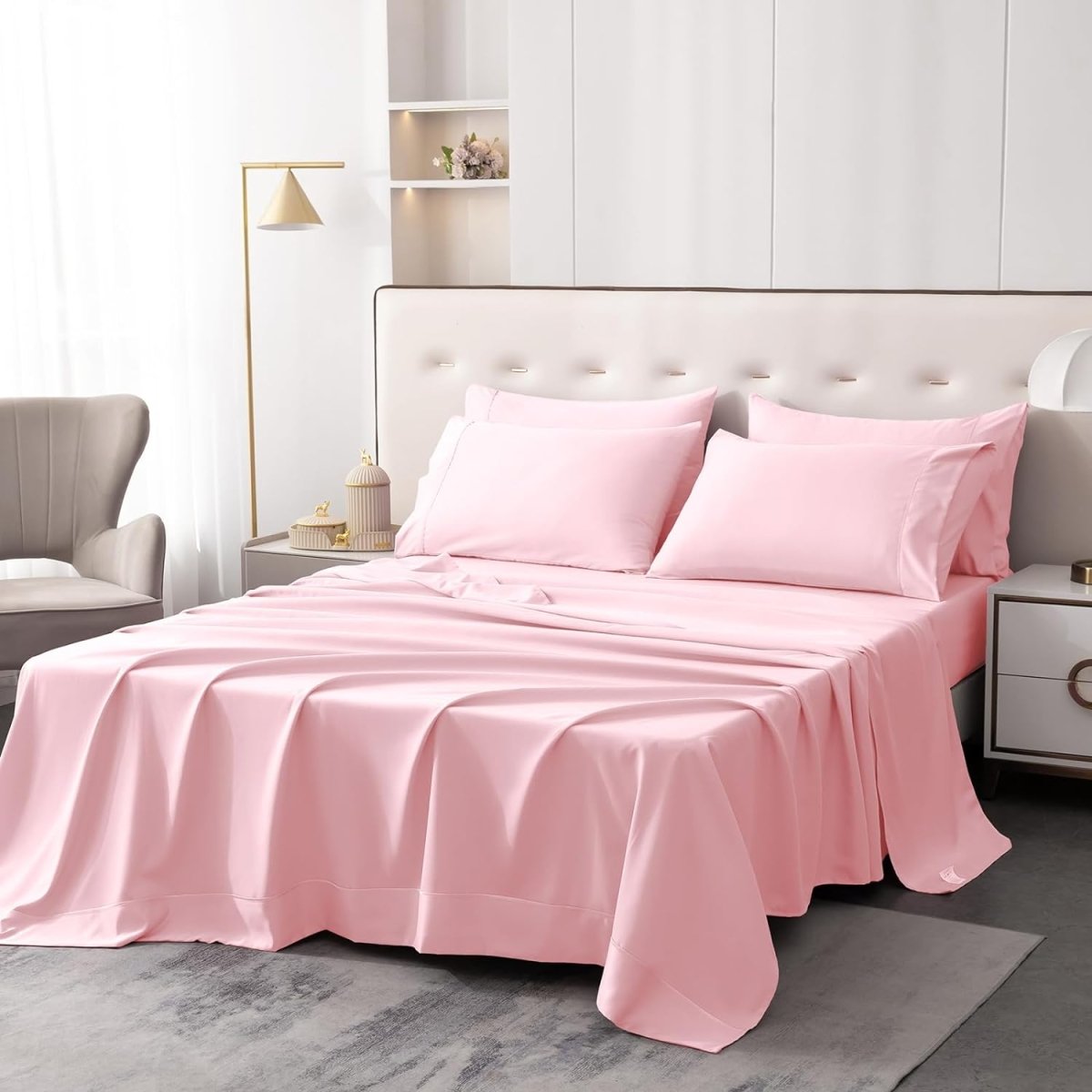 Luxury Soft 1800 Thread Count Hypoallergenic Wrinkle Fade Stain Resistant Cooling Bedding Sheets 6 pcs - Anna's Linens