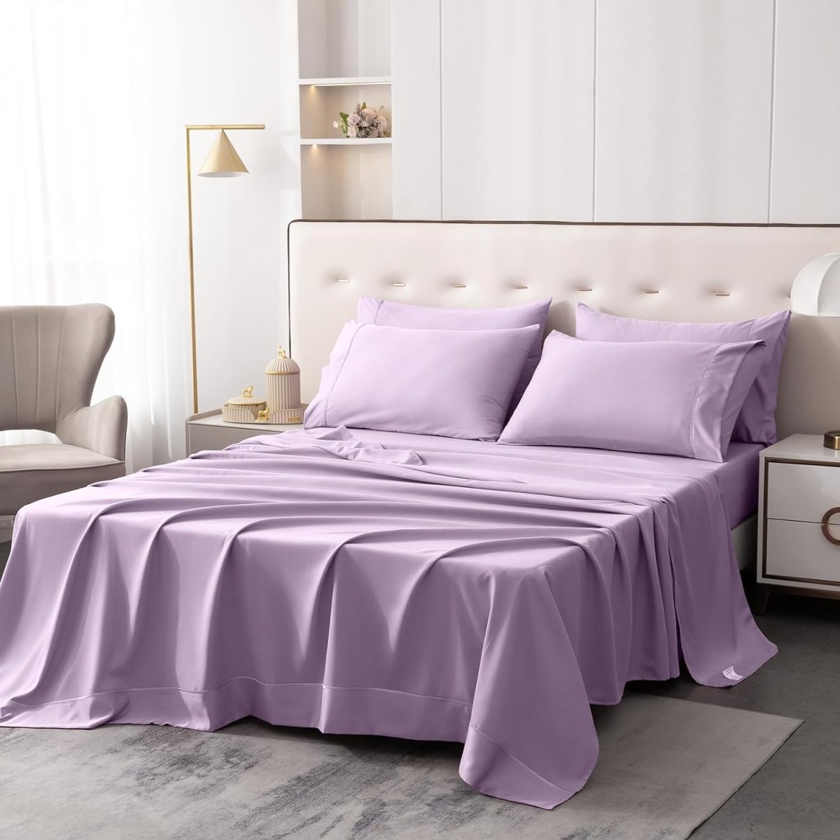 Luxury Soft 1800 Thread Count Hypoallergenic Wrinkle Fade Stain Resistant Cooling Bedding Sheets 6 pcs - Anna's Linens