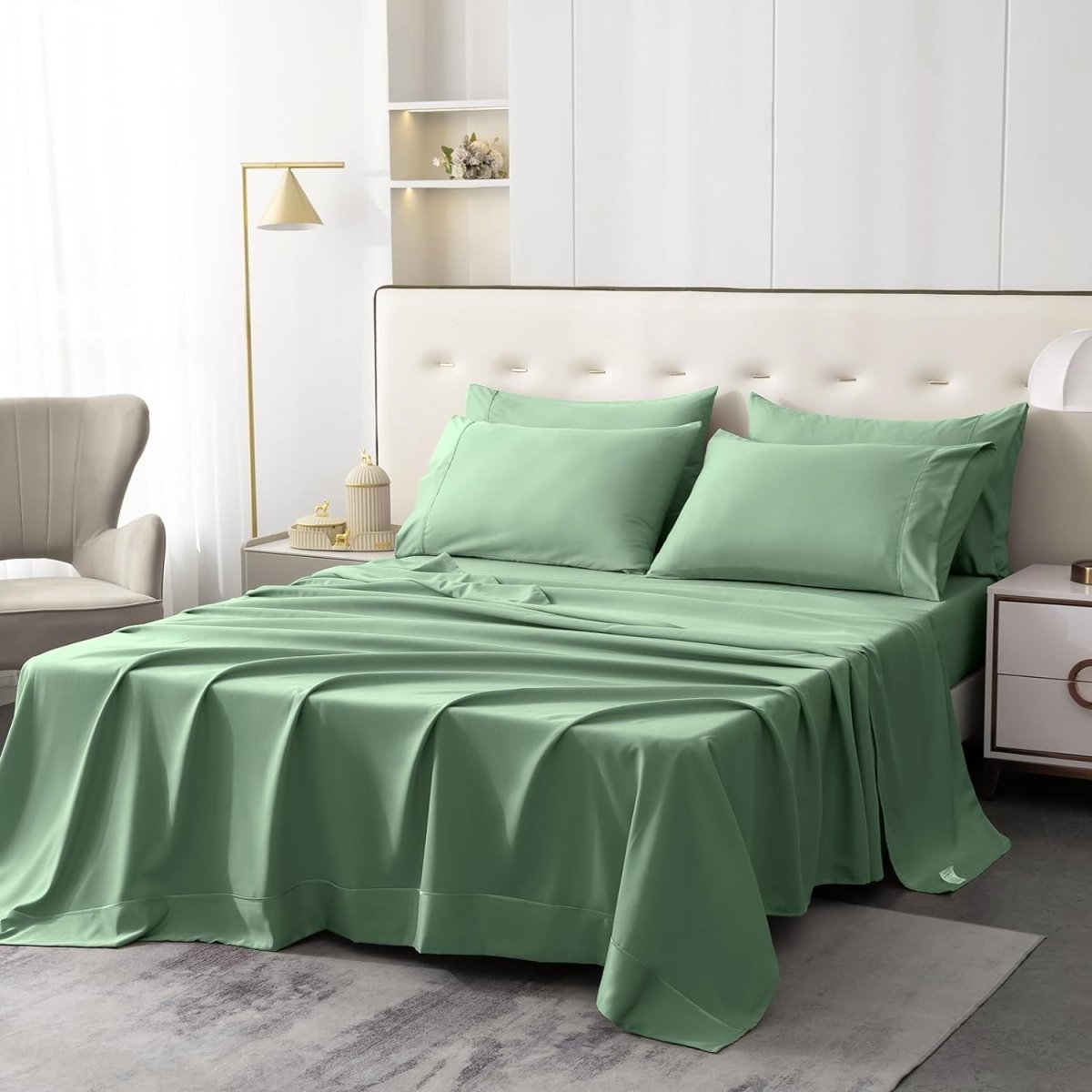 Luxury Soft 1800 Thread Count Hypoallergenic Wrinkle Fade Stain Resistant Cooling Bedding Sheets 6 pcs - Anna's Linens