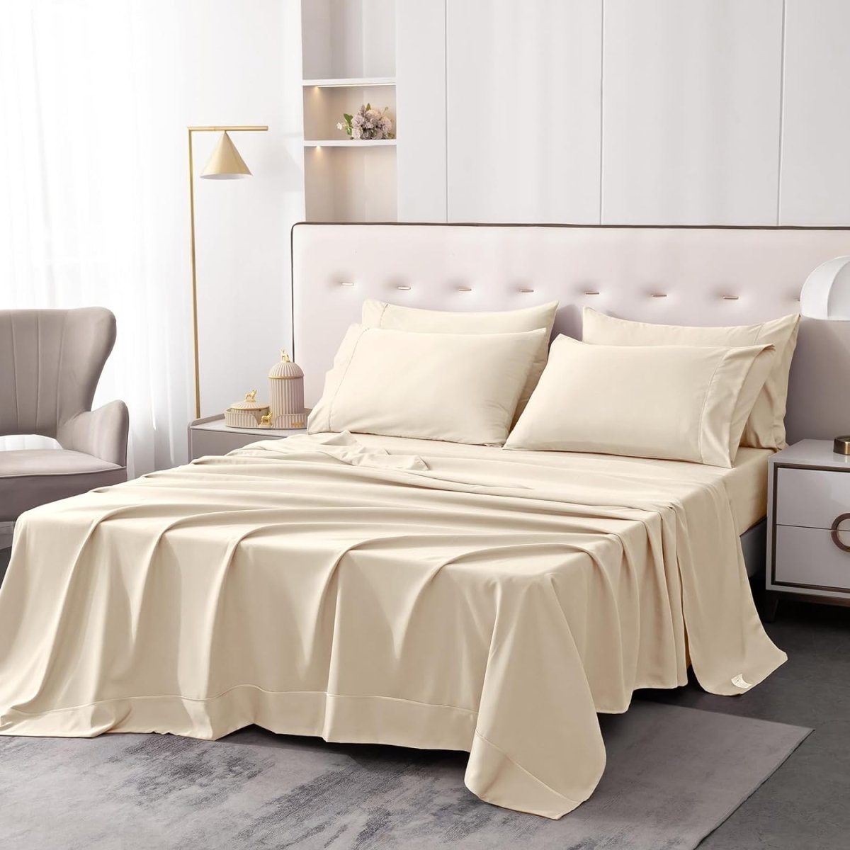 Luxury Soft 1800 Thread Count Hypoallergenic Wrinkle Fade Stain Resistant Cooling Bedding Sheets 6 pcs - Anna's Linens