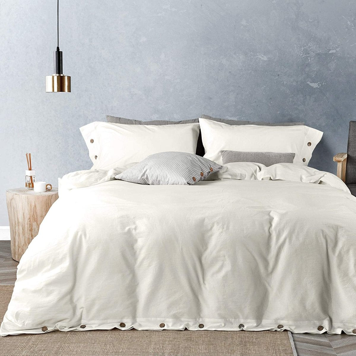 Luxury Soft Duvet Cover Bedding Set 100% Cotton Buttons Closure - Anna's Linens