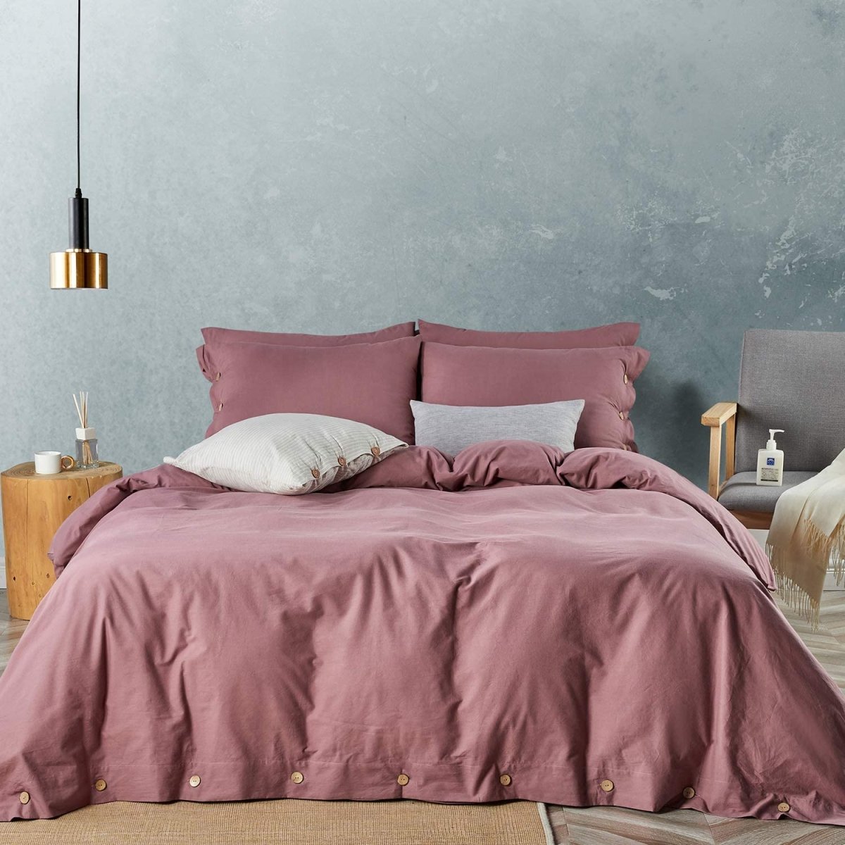 Luxury Soft Duvet Cover Bedding Set 100% Cotton Buttons Closure - Anna's Linens
