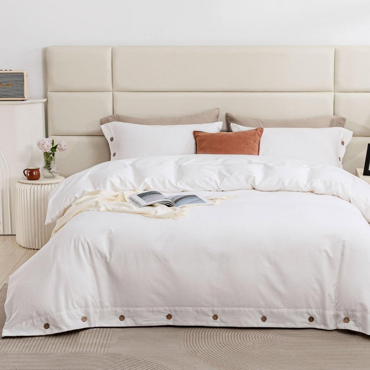 Luxury Soft Duvet Cover Bedding Set 100% Cotton Buttons Closure - Anna's Linens